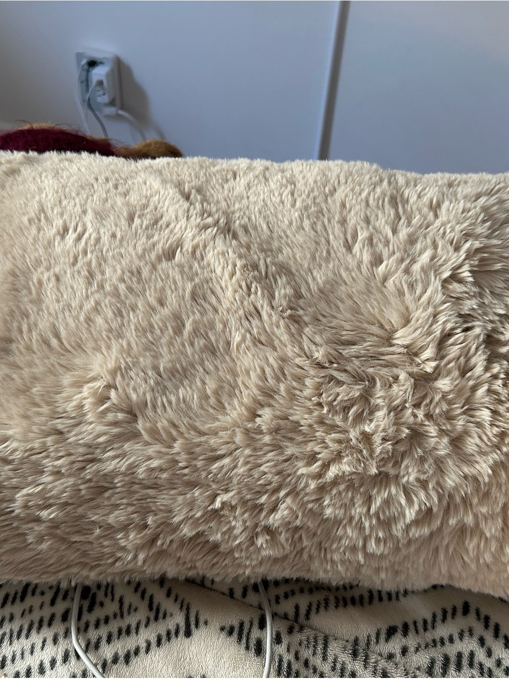 Plush Faux Fur Throw Pillow - Cream Cozy Accent
